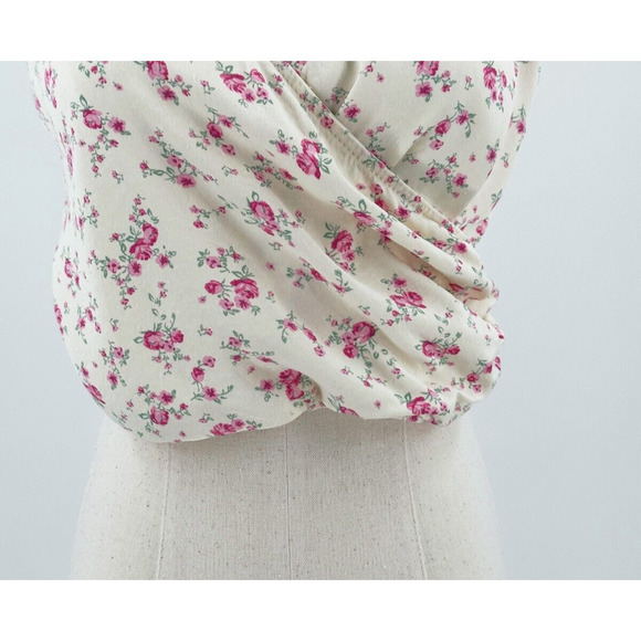 Zara Womens Floral Print Crop Top Medium Halter Cottage Boho Romantic Feminine - Picture 3 of 8